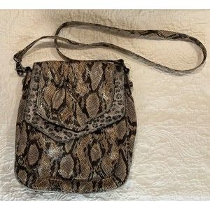 Carlos Falchi Snake-Print Shoulder Bag in Brown and Black